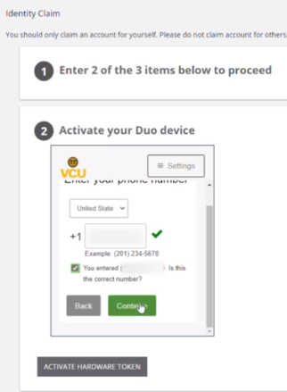 Duo Confirm phone number
