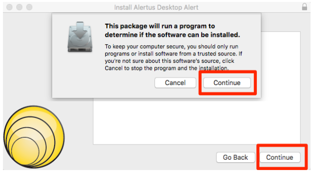 Alertus Mac Install Continue 1