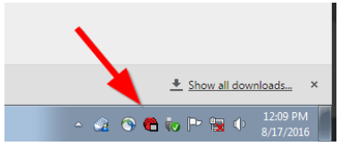 Alertus Desktop Client disconnected, icon appear in red.