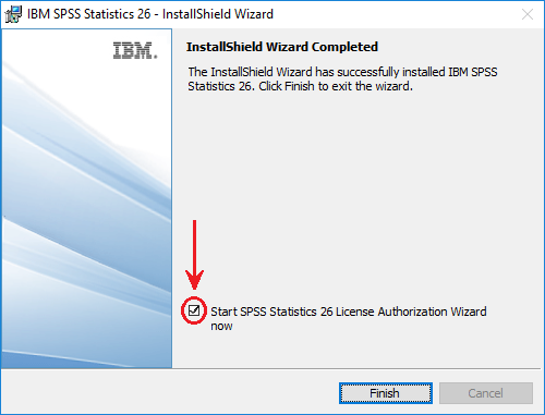 Final screen of Windows SPSS 26 installation.