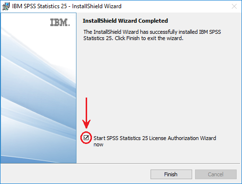 Final screen of Windows SPSS 25 installation.