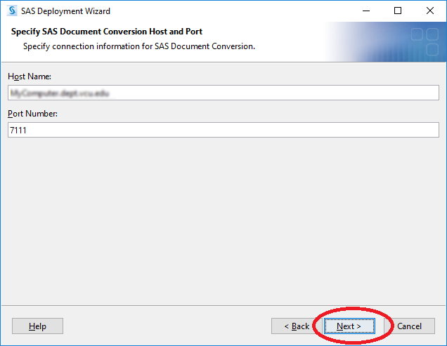 SAS 9.4 Install Specify SAS document Conversion Host and Port