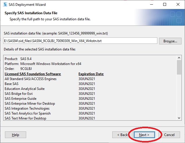 SAS 9.4 Install SAS Installation Data File