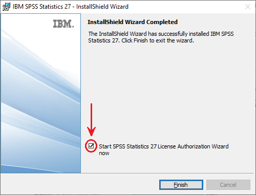 Final screen of Windows SPSS 27 installation.