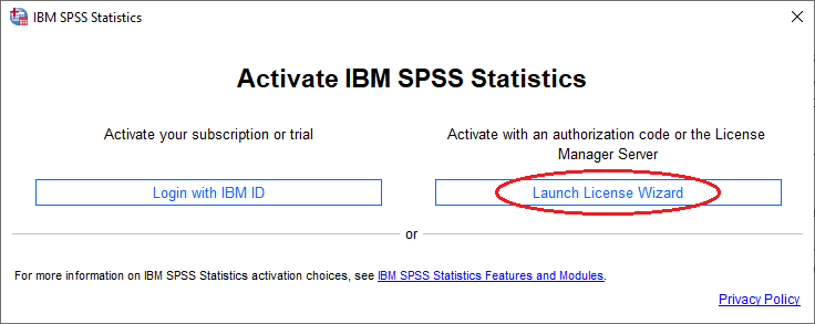 Windows SPSS 28 activation screen