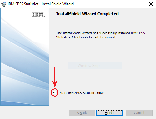 Final screen of Windows SPSS 28 installation.