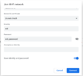 Configuration Settings for a network on ChromeOS