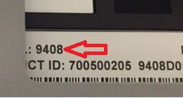 Close up of where to locate the model number on a 9000 series telephone
