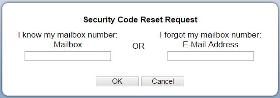 Security Code Reset Request