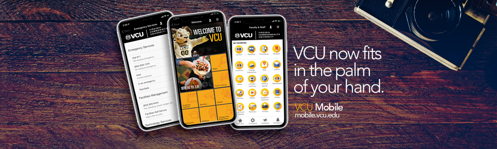 VCU now fits in the palm of your hand. mobile.vcu.edu