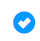 A dark blue circle with a clear check mark in the middle.